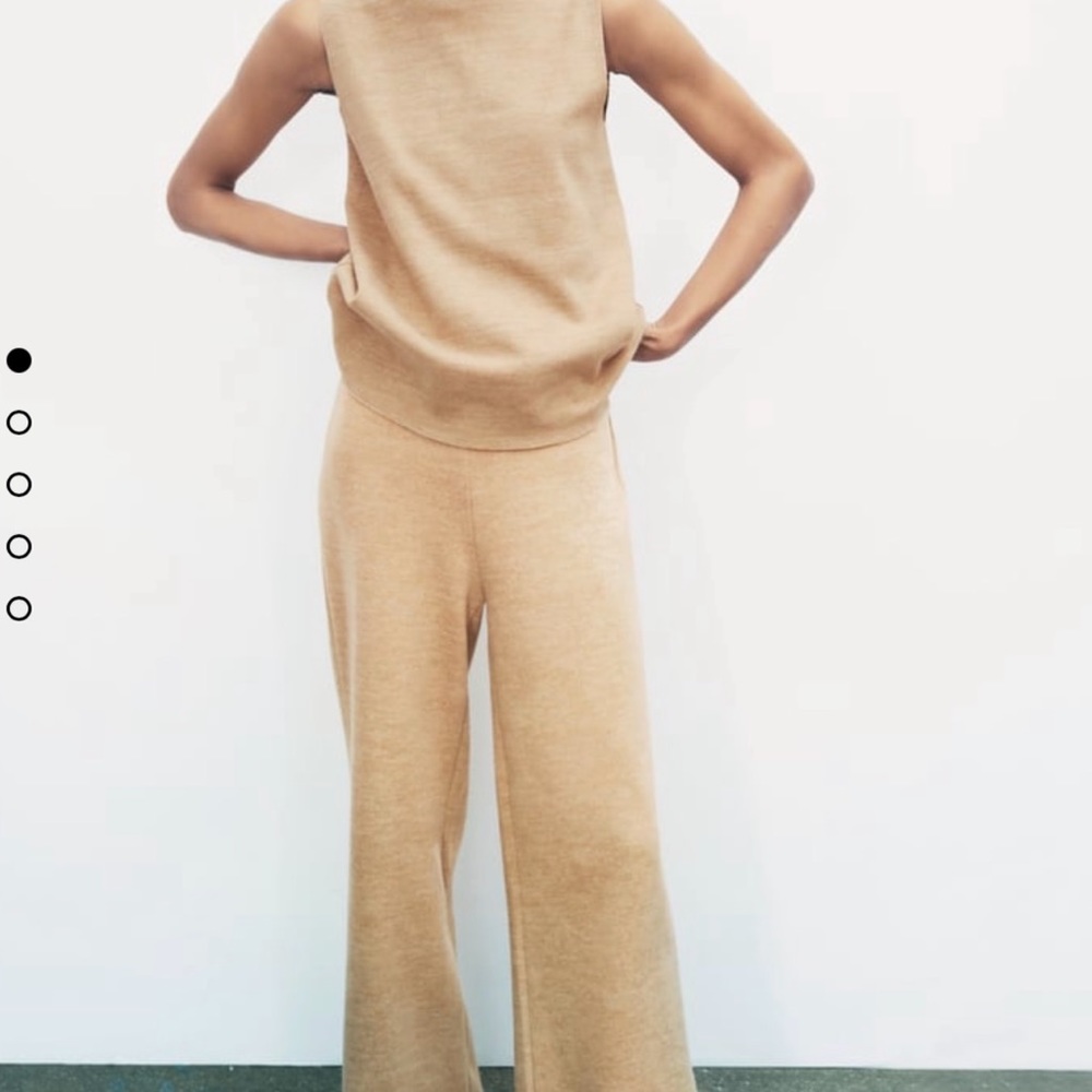 Comfiest set from zara! Cute turtle neck tank and matching trousers in green